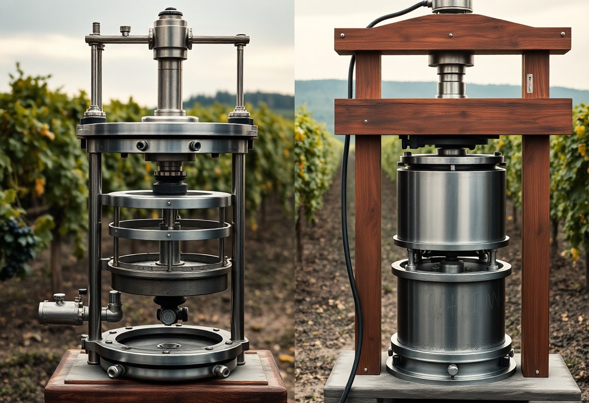 Presse pneumatiche e presse tradizionali a confronto. Confronto tecnico tra le due principali tipologie di pressatura usate nella vinificazione. 15